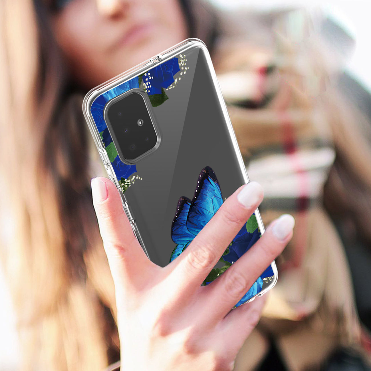 Pressed dried flower Design Phone case for SAMSUNG GALAXY A51 5G In Blue