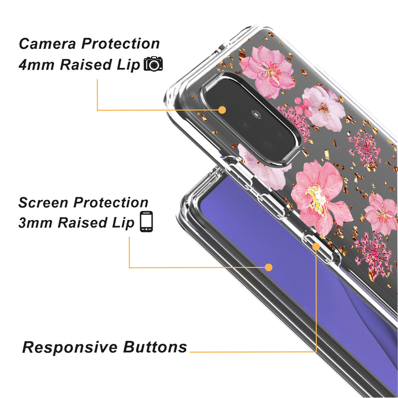 Pressed dried flower Design Phone case for SAMSUNG GALAXY A51 5G In Pink