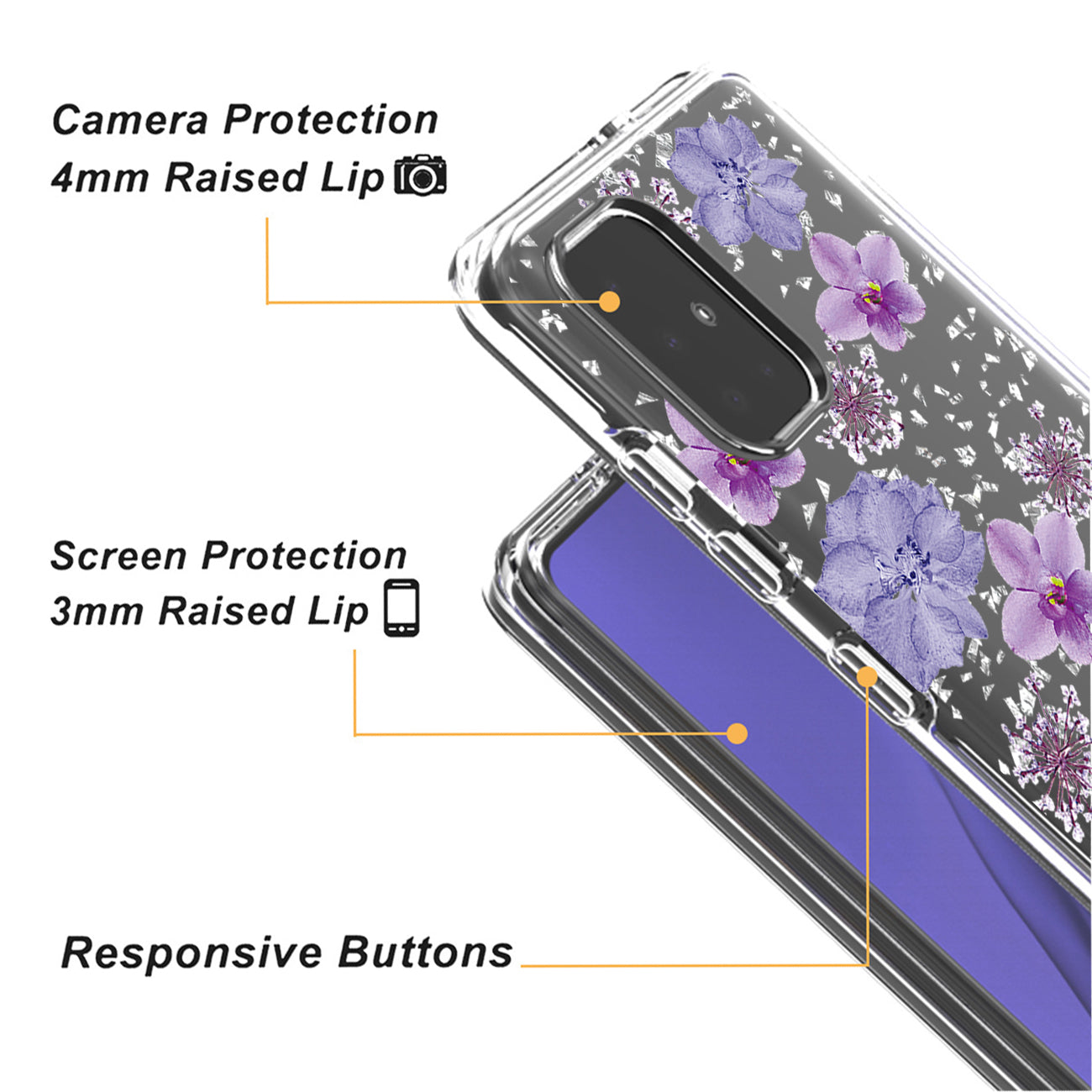 Pressed dried flower Design Phone case for SAMSUNG GALAXY A51 5G In Purple