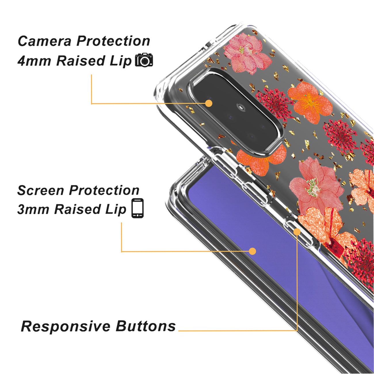 Pressed dried flower Design Phone case for SAMSUNG GALAXY A51 5G In Red