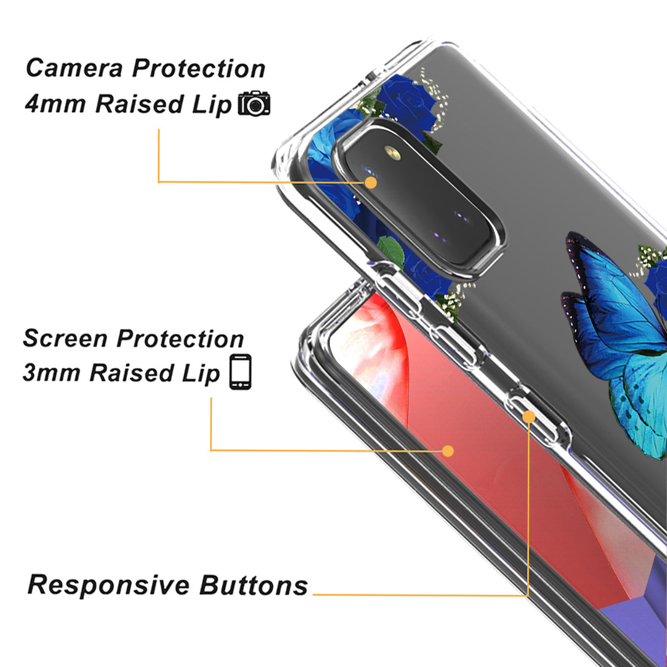 Pressed dried flower Design Phone case for SAMSUNG GALAXY A81/Note 10 Lite/M60S In Blue