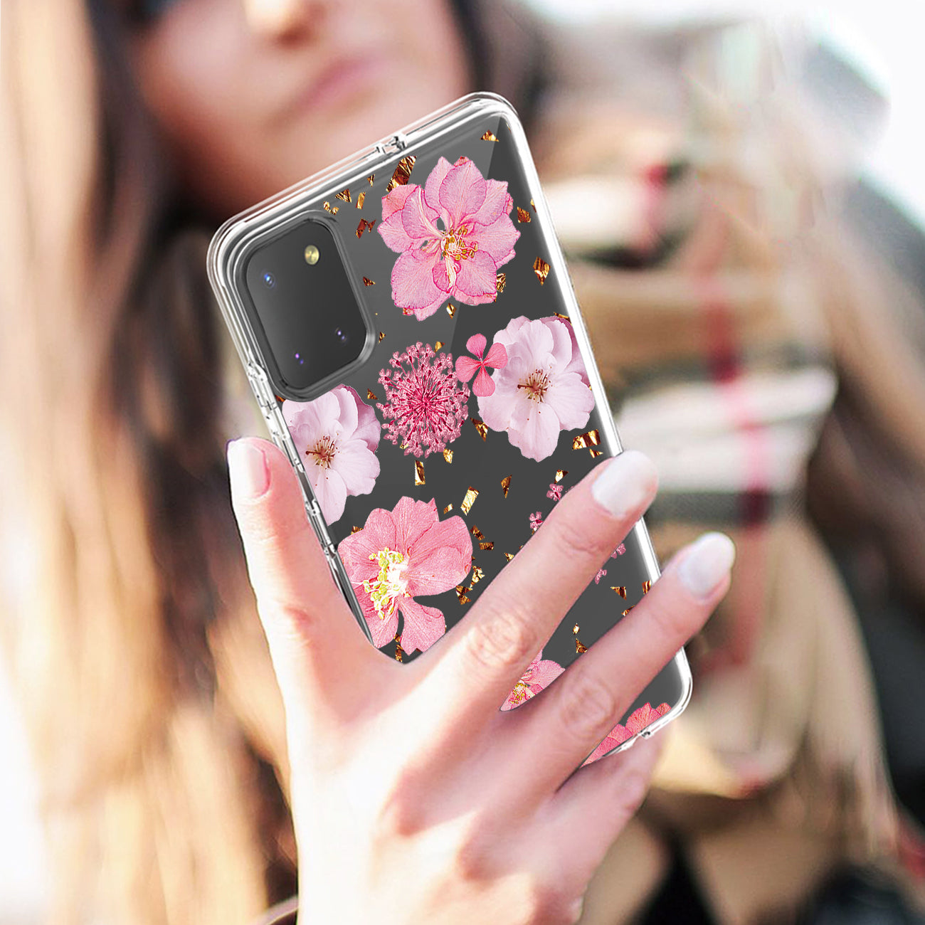 Pressed dried flower Design Phone case for SAMSUNG GALAXY A81/Note 10 Lite/M60S In Pink