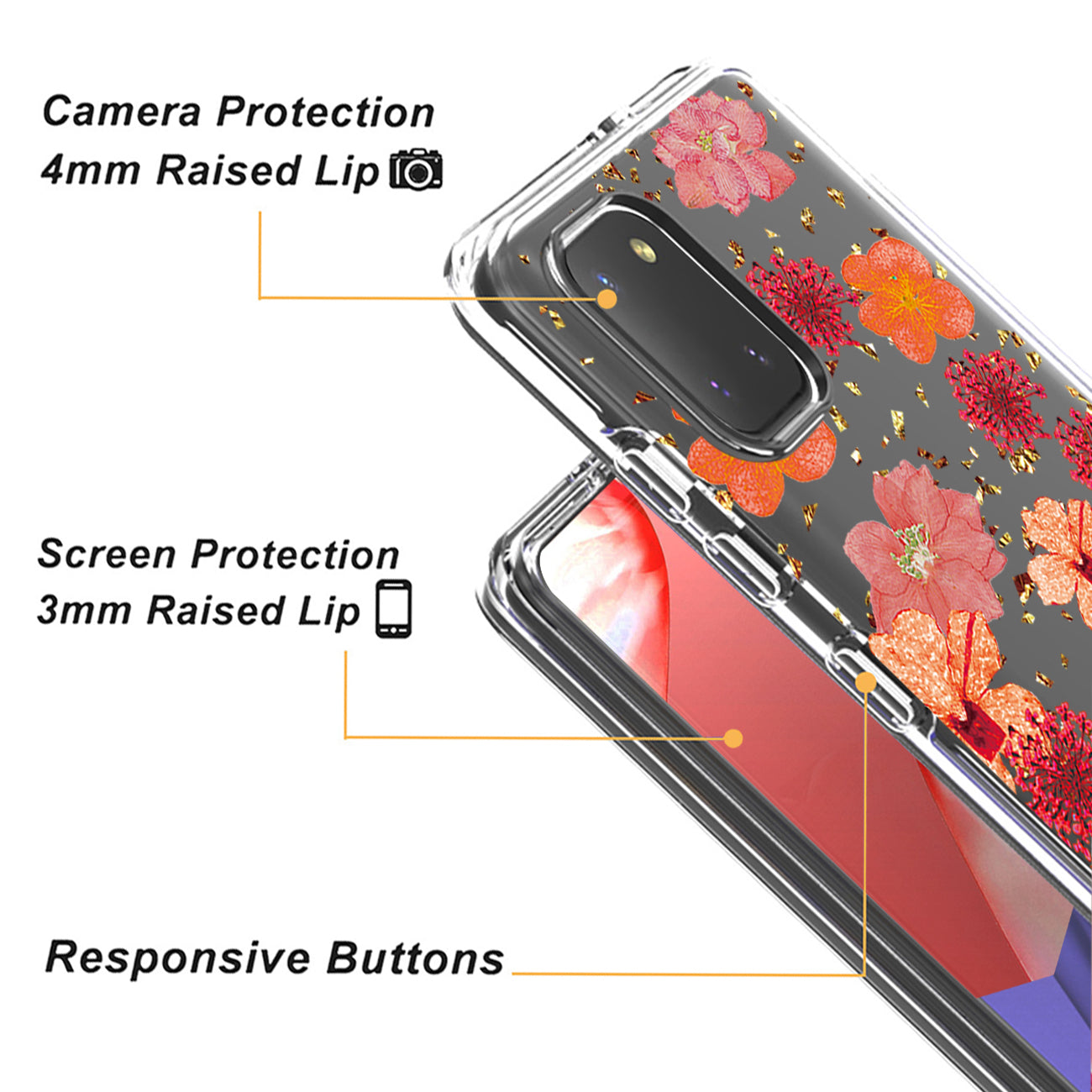 Pressed dried flower Design Phone case for SAMSUNG GALAXY A81/Note 10 Lite/M60S In Red