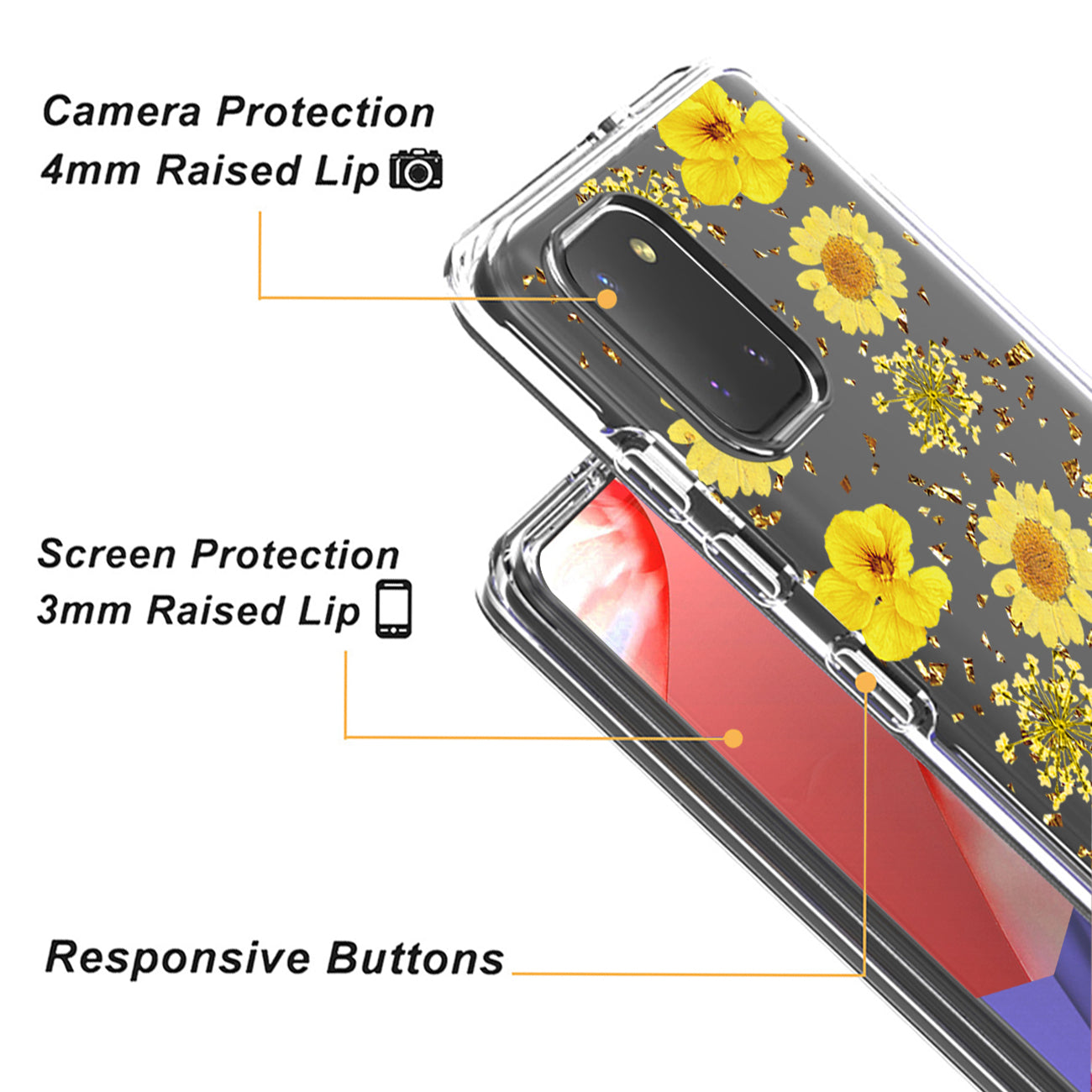 Pressed dried flower Design Phone case for SAMSUNG GALAXY A81/Note 10 Lite/M60S In Yellow