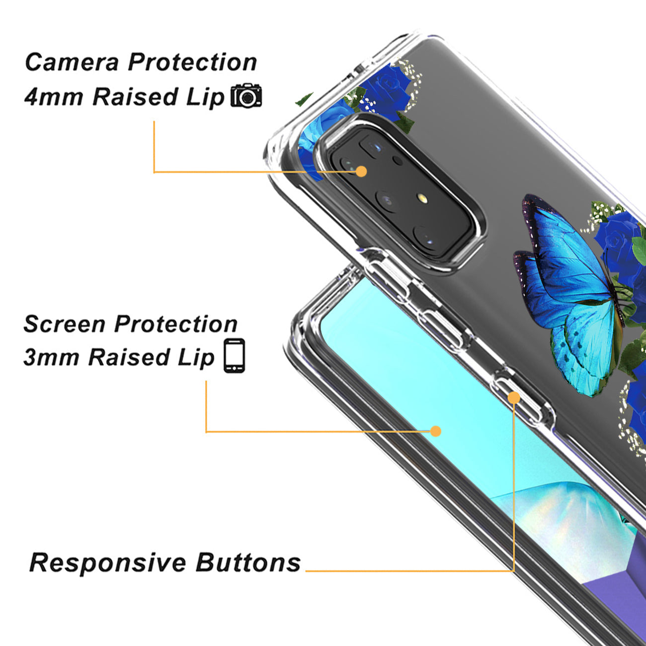 Pressed dried flower Design Phone case for SAMSUNG GALAXY A91/S10 Lite/M80S In Blue
