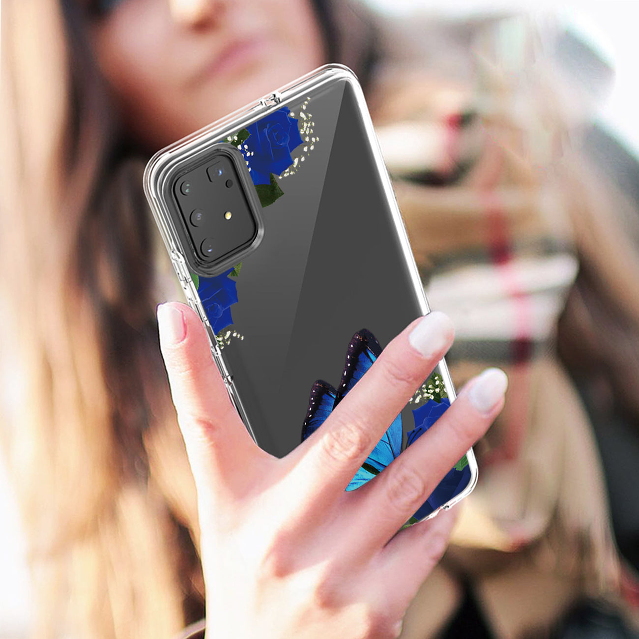 Pressed dried flower Design Phone case for SAMSUNG GALAXY A91/S10 Lite/M80S In Blue