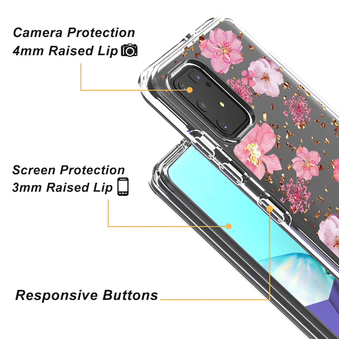 Pressed dried flower Design Phone case for SAMSUNG GALAXY A91/S10 Lite/M80S In Pink