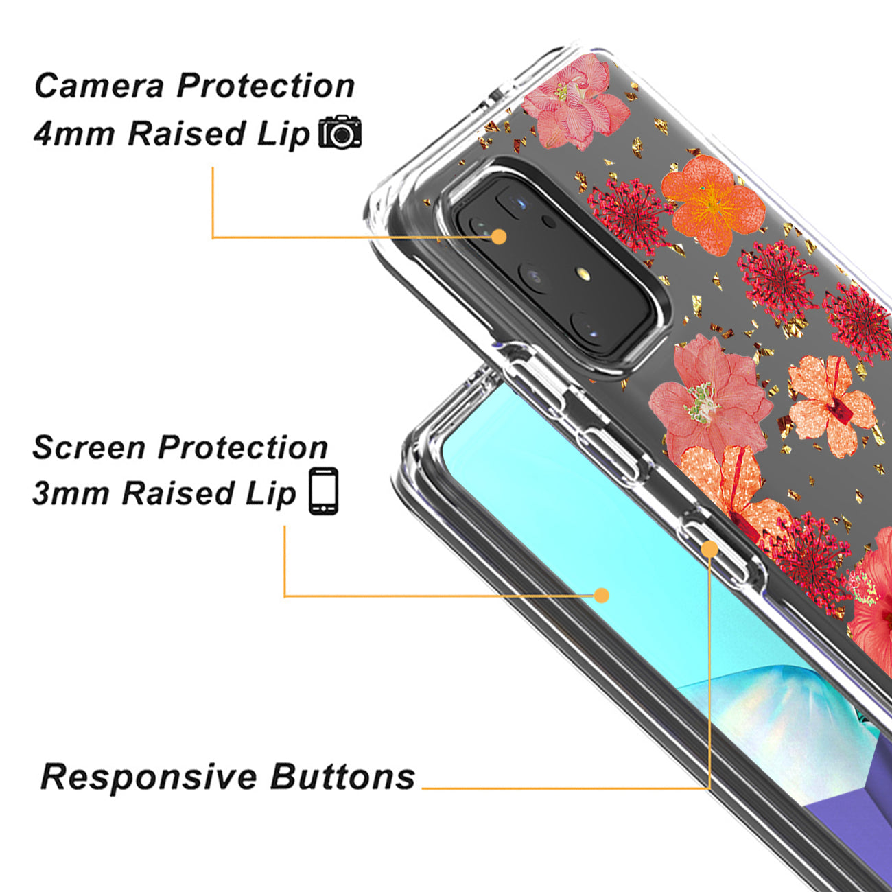 Pressed dried flower Design Phone case for SAMSUNG GALAXY A91/S10 Lite/M80S In Red
