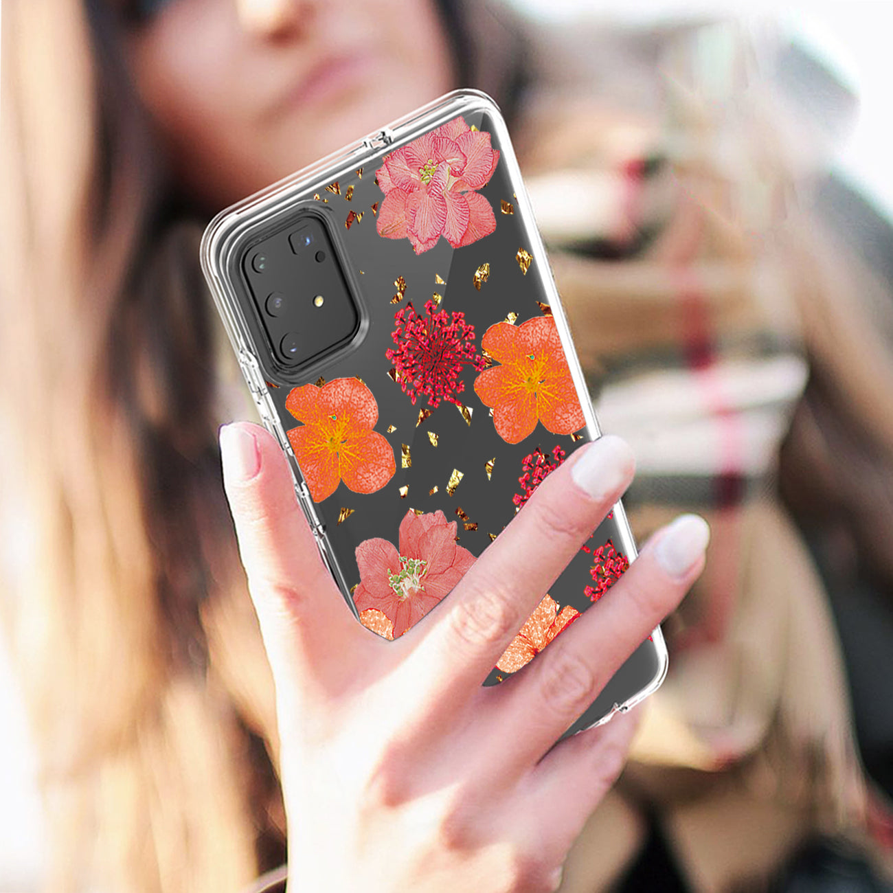 Pressed dried flower Design Phone case for SAMSUNG GALAXY A91/S10 Lite/M80S In Red