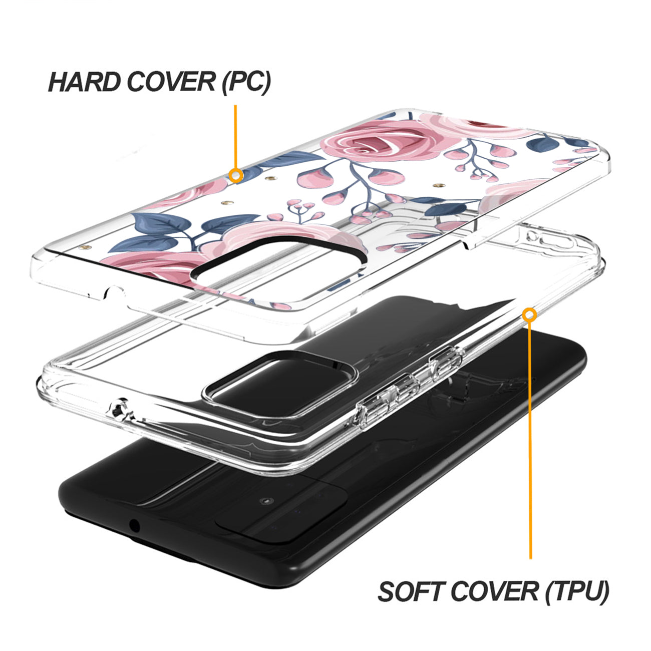 Pressed dried flower Design Phone case for SAMSUNG GALAXY A91/S10 Lite/M80S In Rose Gold