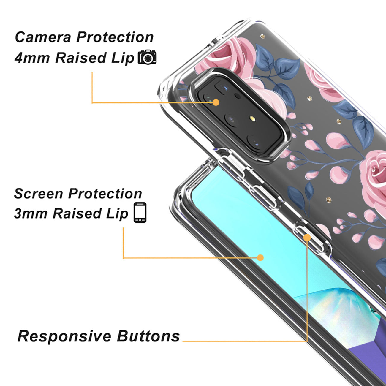 Pressed dried flower Design Phone case for SAMSUNG GALAXY A91/S10 Lite/M80S In Rose Gold