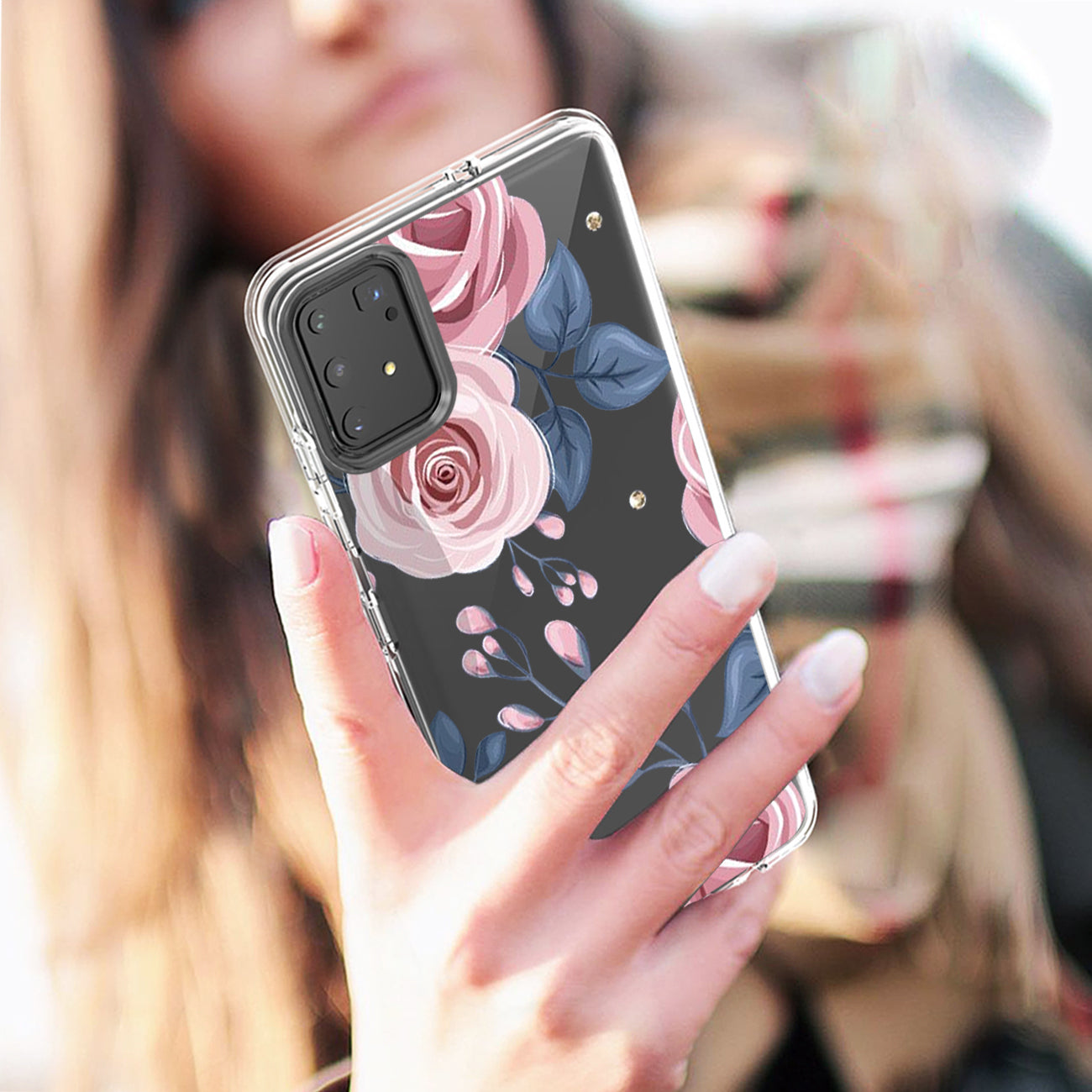 Pressed dried flower Design Phone case for SAMSUNG GALAXY A91/S10 Lite/M80S In Rose Gold
