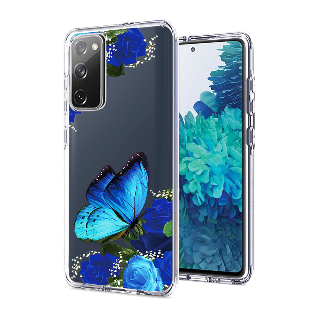 Pressed dried flower Design Phone case for Samsung Galaxy S20 Fan Edition in Blue