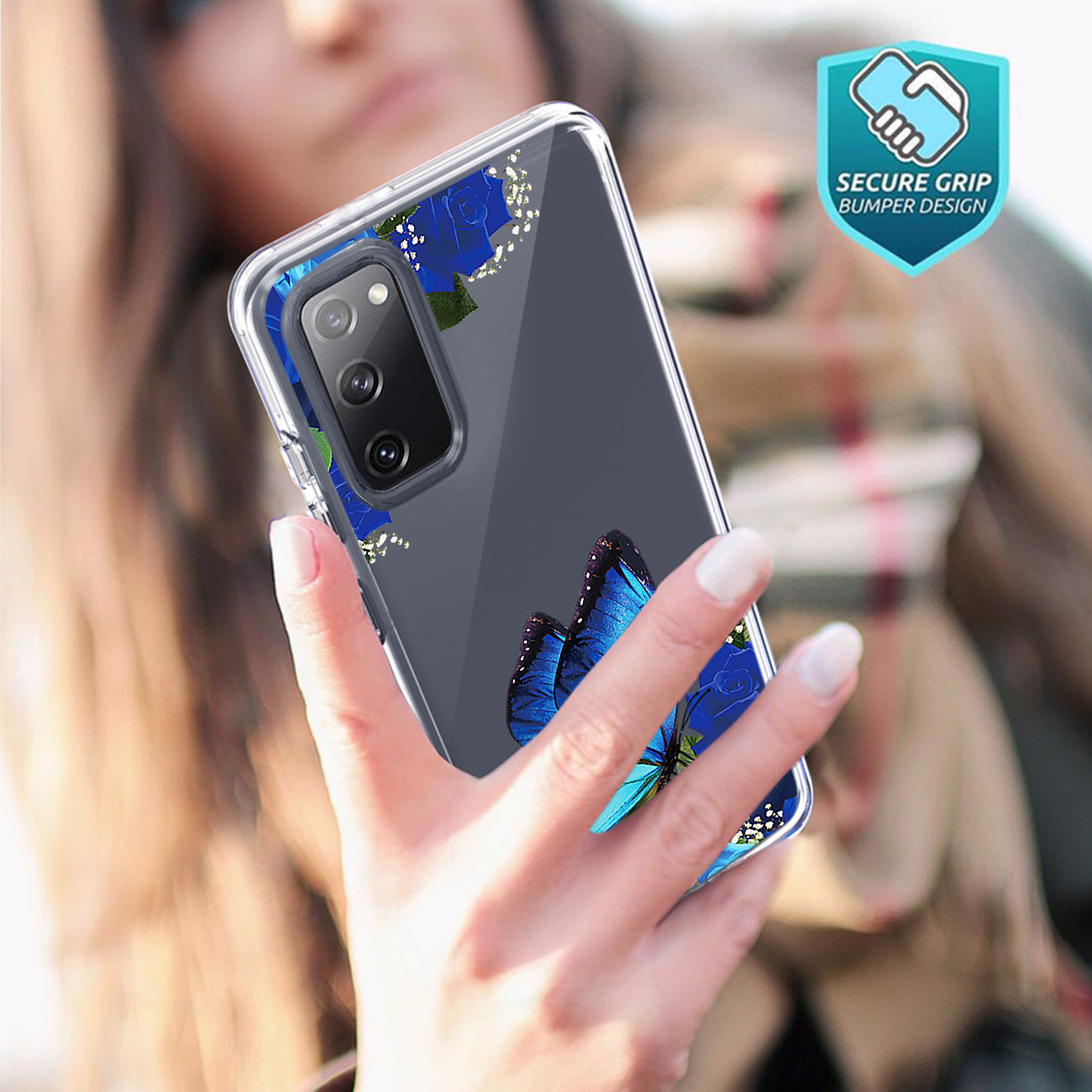 Pressed dried flower Design Phone case for Samsung Galaxy S20 Fan Edition in Blue