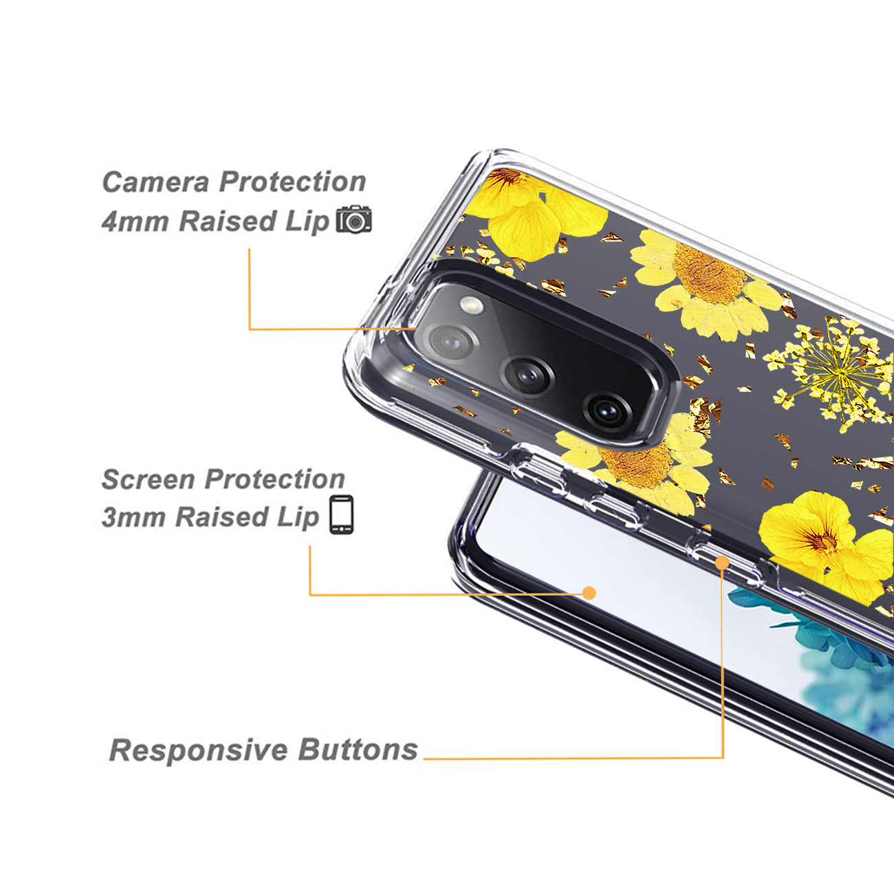 Pressed dried flower Design Phone case for Samsung Galaxy S20 Fan Edition in Yellow