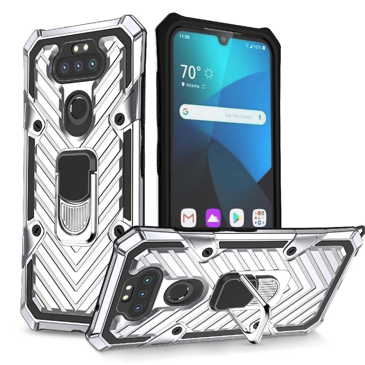 Case Kickstand Anti-Shock And Anti Falling LG Aristo 5 Silver Color