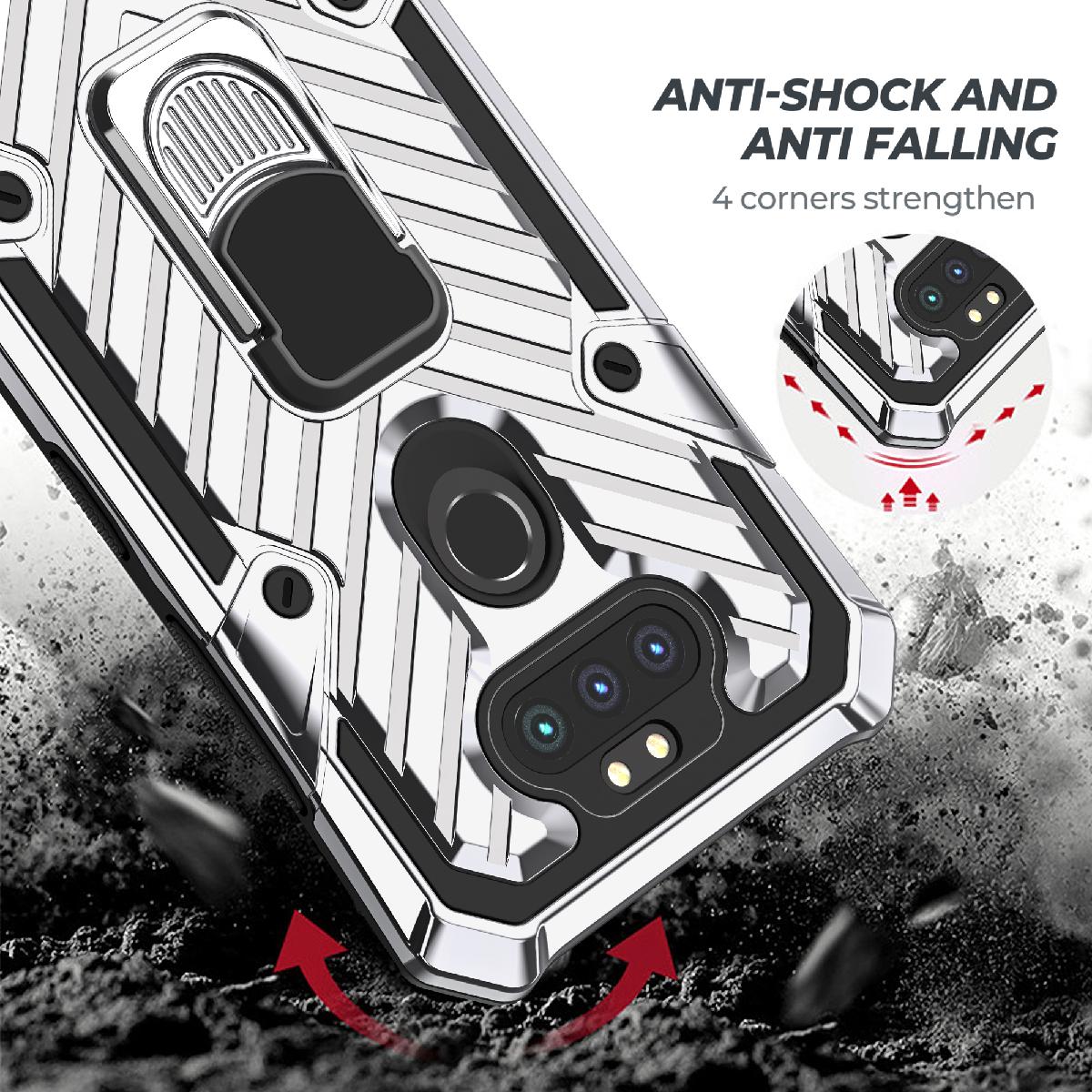 Case Kickstand Anti-Shock And Anti Falling LG Aristo 5 Silver Color
