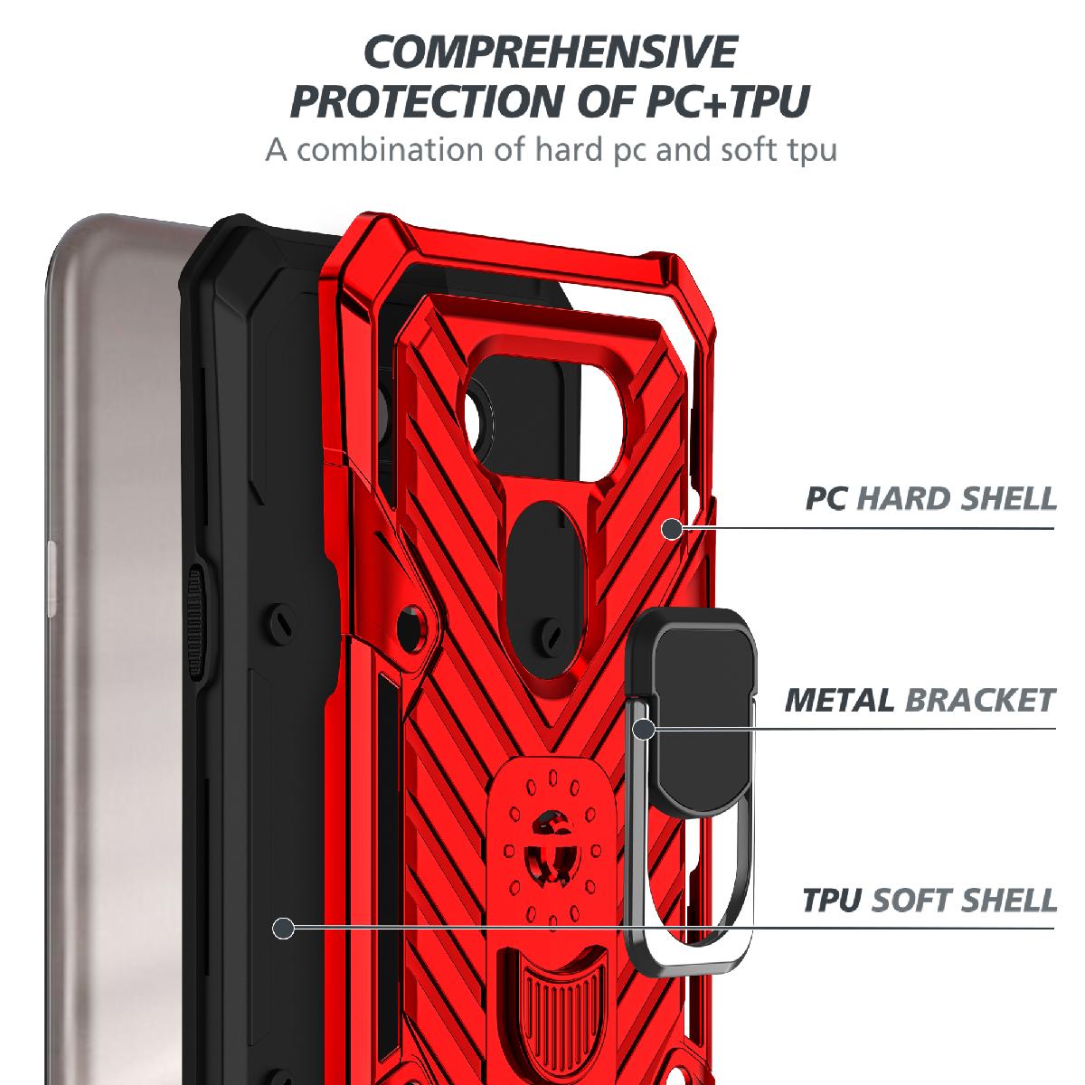Case Kickstand Anti-Shock And Anti Falling LG HARMONY 4 Red Color