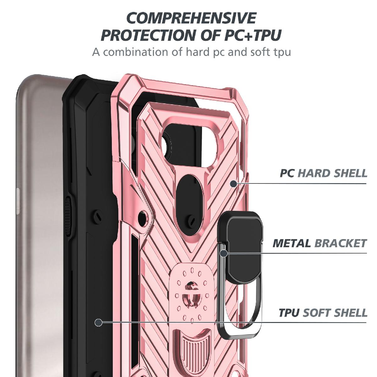 Case Kickstand Anti-Shock And Anti Falling LG HARMONY 4 Rose Gold Color