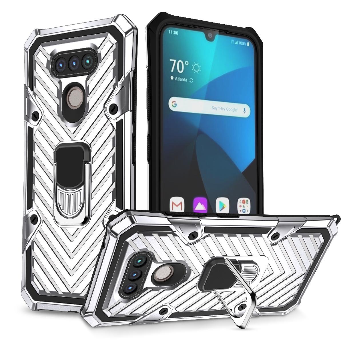 Case Kickstand Anti-Shock And Anti Falling LG Harmony 4 Silver Color