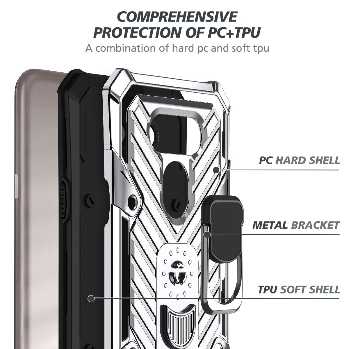 Case Kickstand Anti-Shock And Anti Falling LG Harmony 4 Silver Color