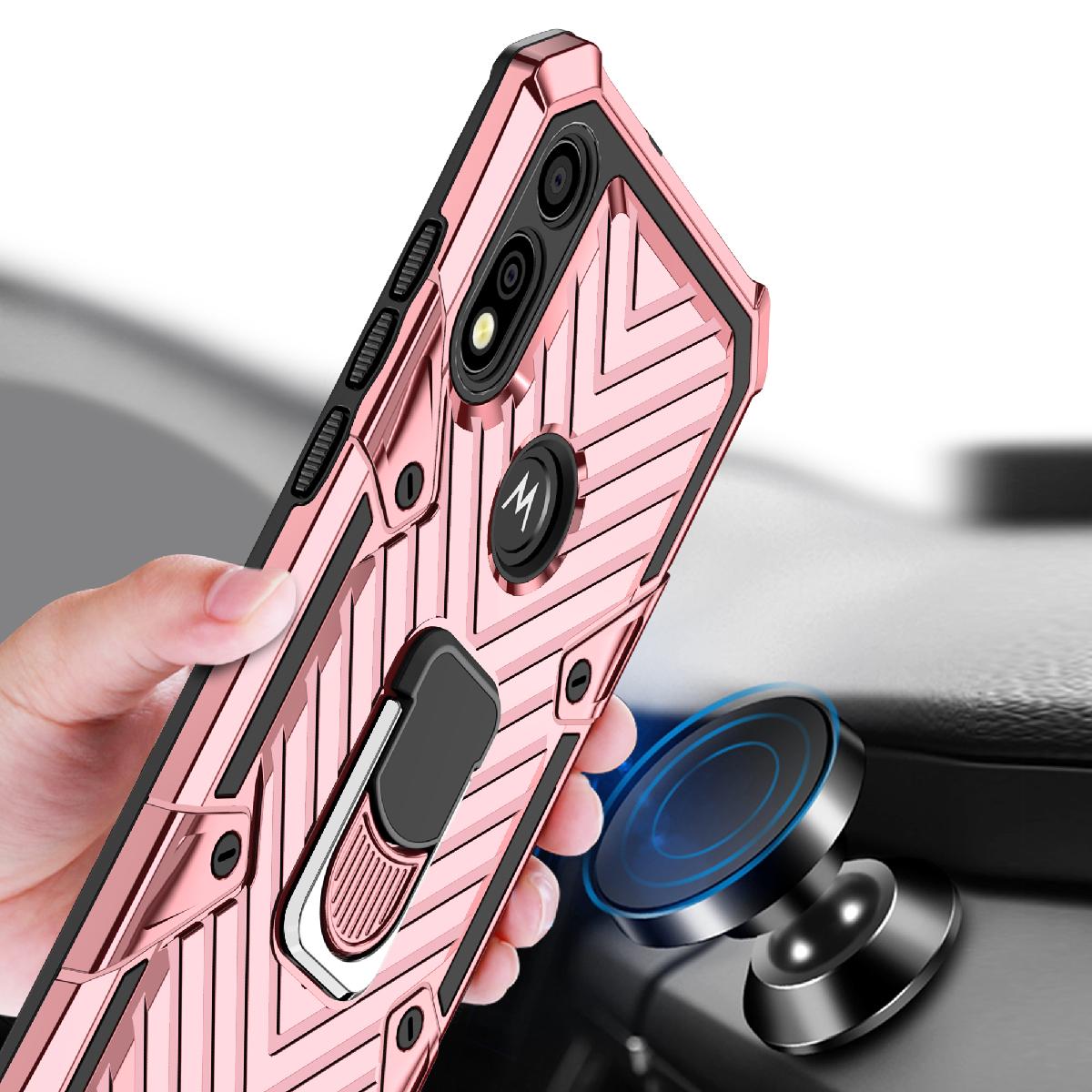 Case Kickstand Anti-Shock And Anti Falling Motorola E7 Rose Gold Color