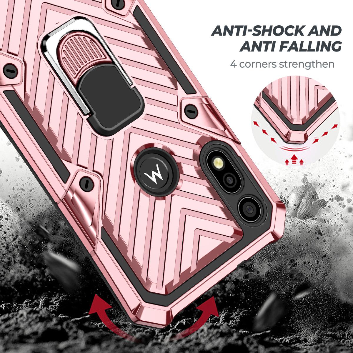 Case Kickstand Anti-Shock And Anti Falling Motorola E7 Rose Gold Color