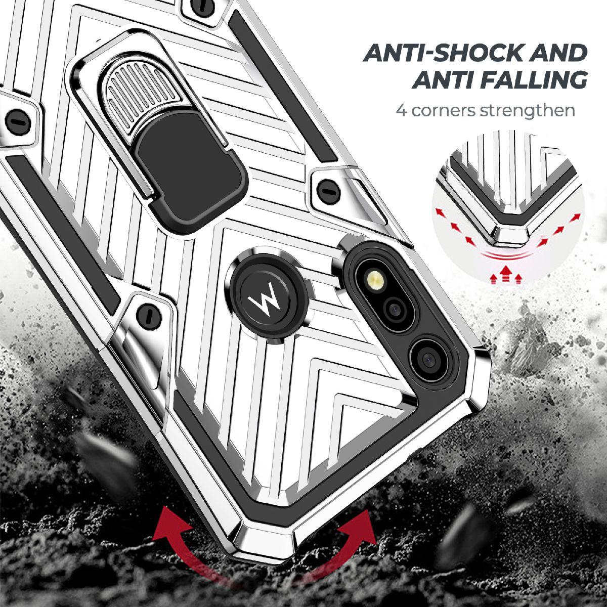 Case Kickstand Anti-Shock And Anti Falling Motorola E7 Silver Color