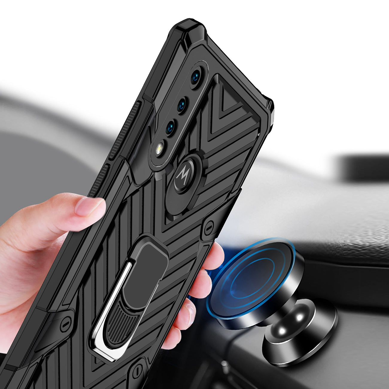 Case Kickstand Anti-Shock And Anti Falling Moto G8 Power Lite Black Color