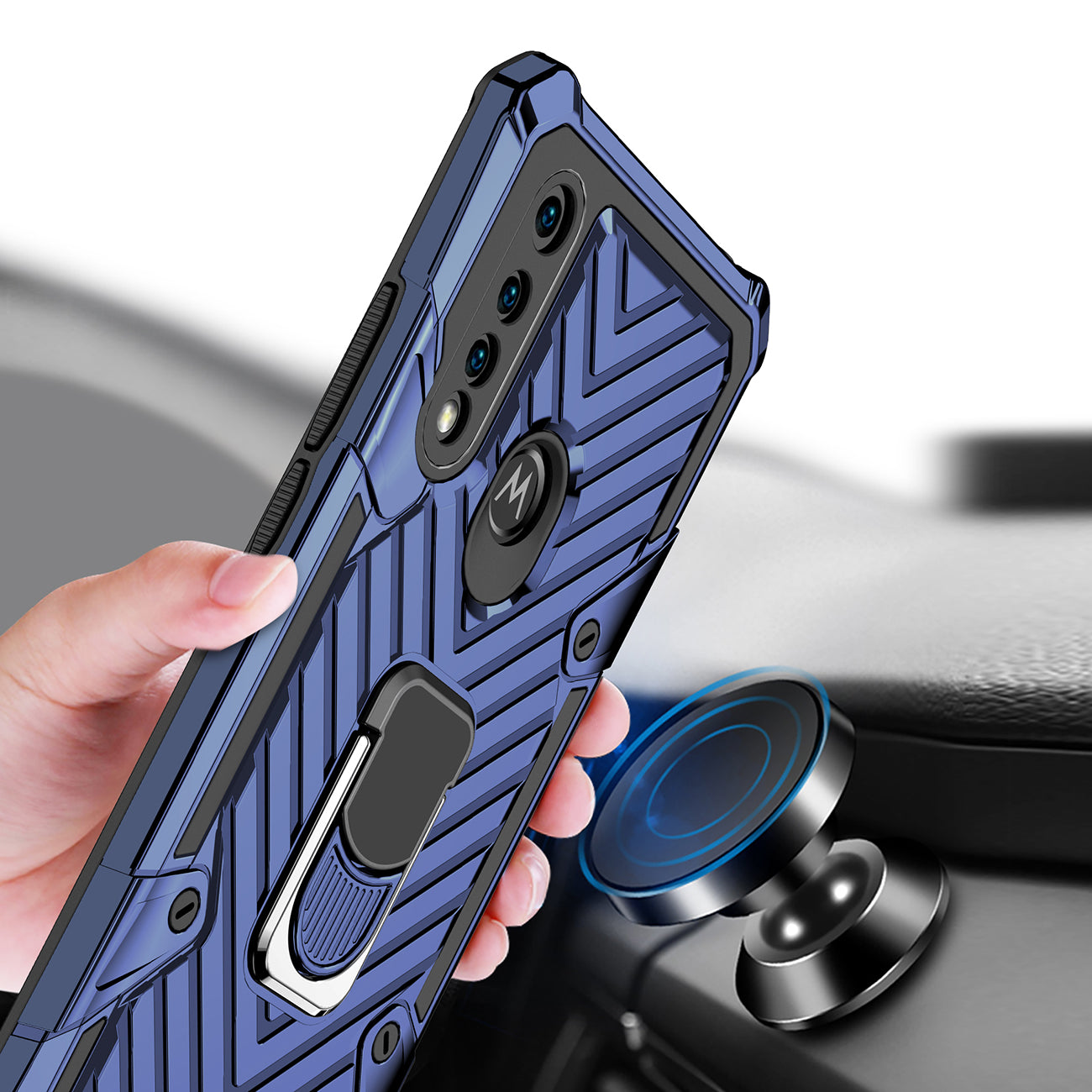 Case Kickstand Anti-Shock And Anti Falling Moto G8 Power Lite Blue Color