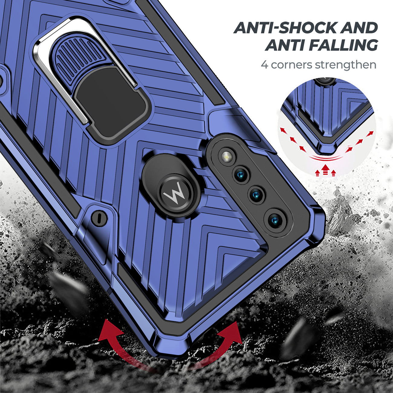 Case Kickstand Anti-Shock And Anti Falling Moto G8 Power Lite Blue Color