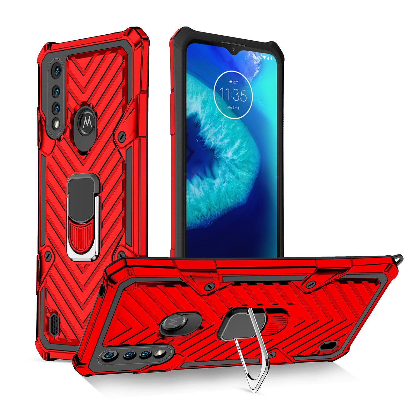 Case Kickstand Anti-Shock And Anti Falling Moto G8 Power Lite Red Color