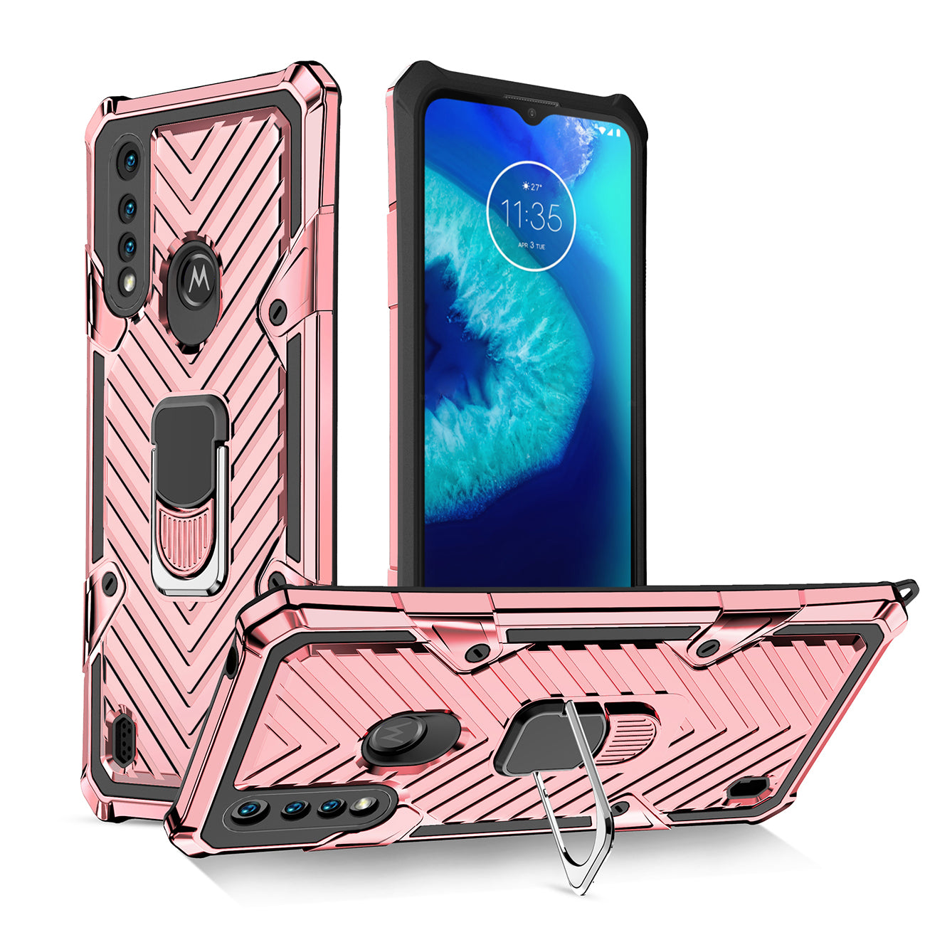 Case Kickstand Anti-Shock And Anti Falling Moto G8 Power Lite Rose Gold Color