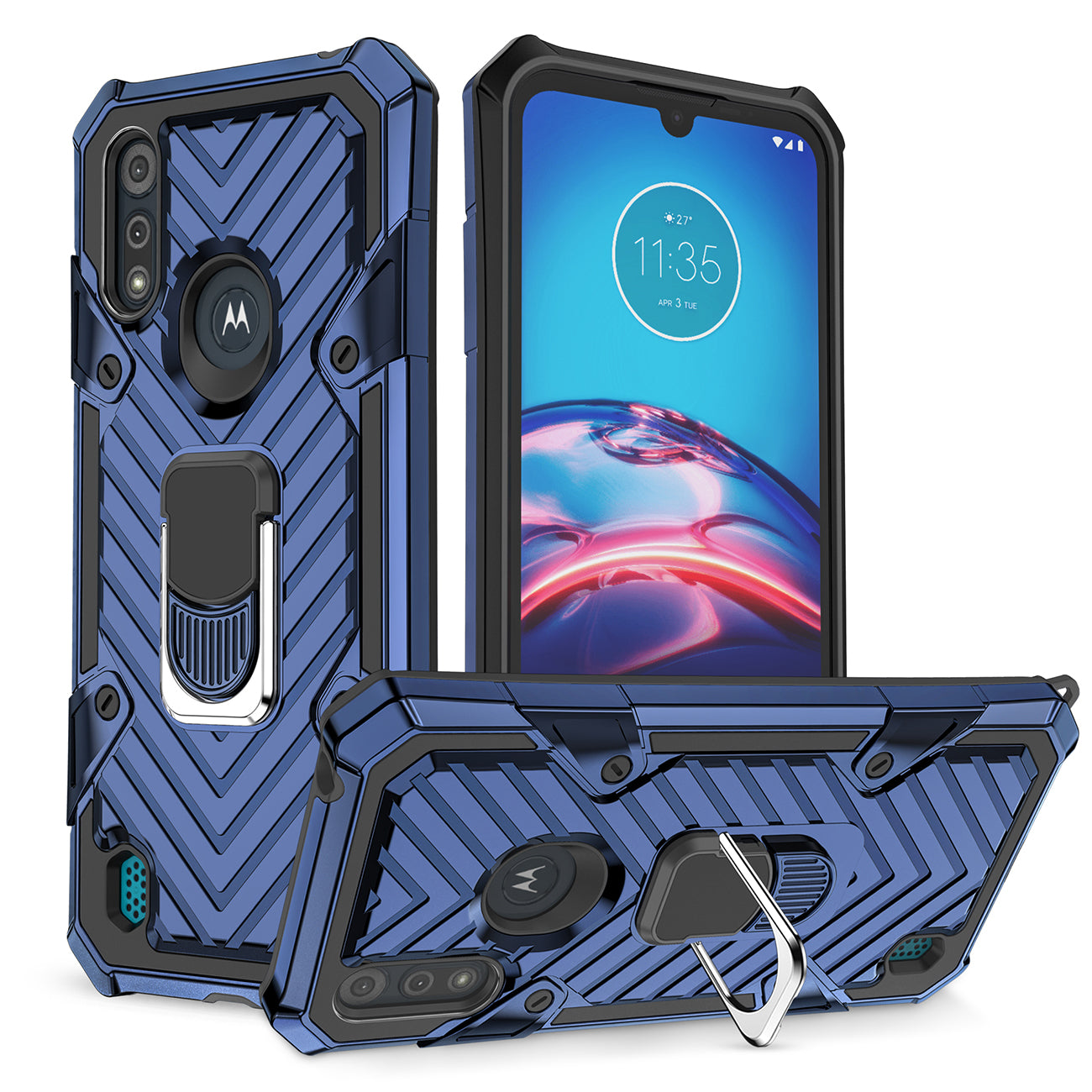 Case Kickstand Anti-Shock And Anti Falling Moto E6S Blue Color
