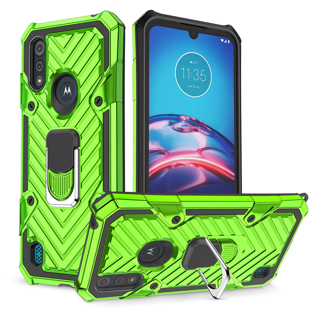 Case Kickstand Anti-Shock And Anti Falling Moto E6S Green Color