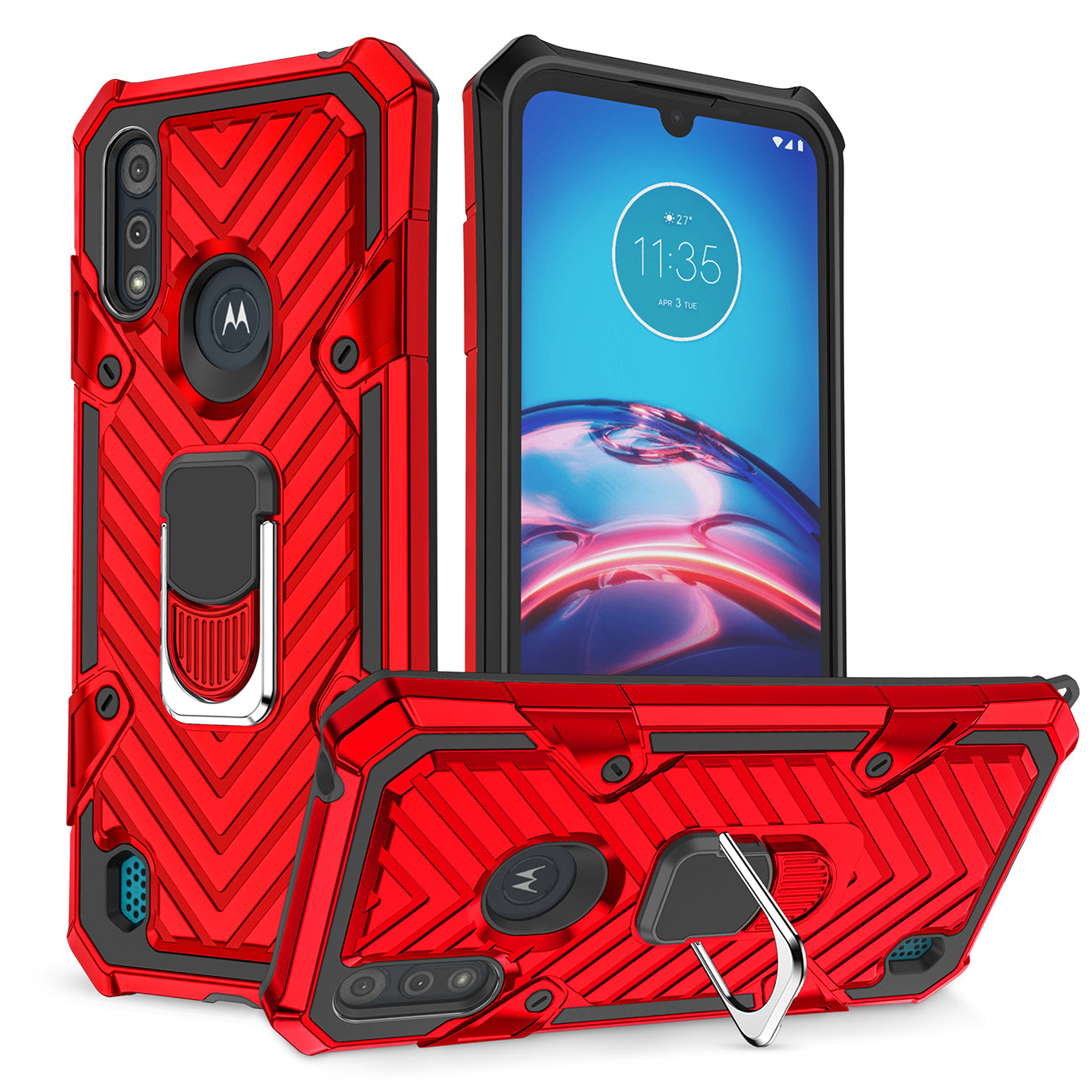Case Kickstand Anti-Shock And Anti Falling Moto E6S Red Color