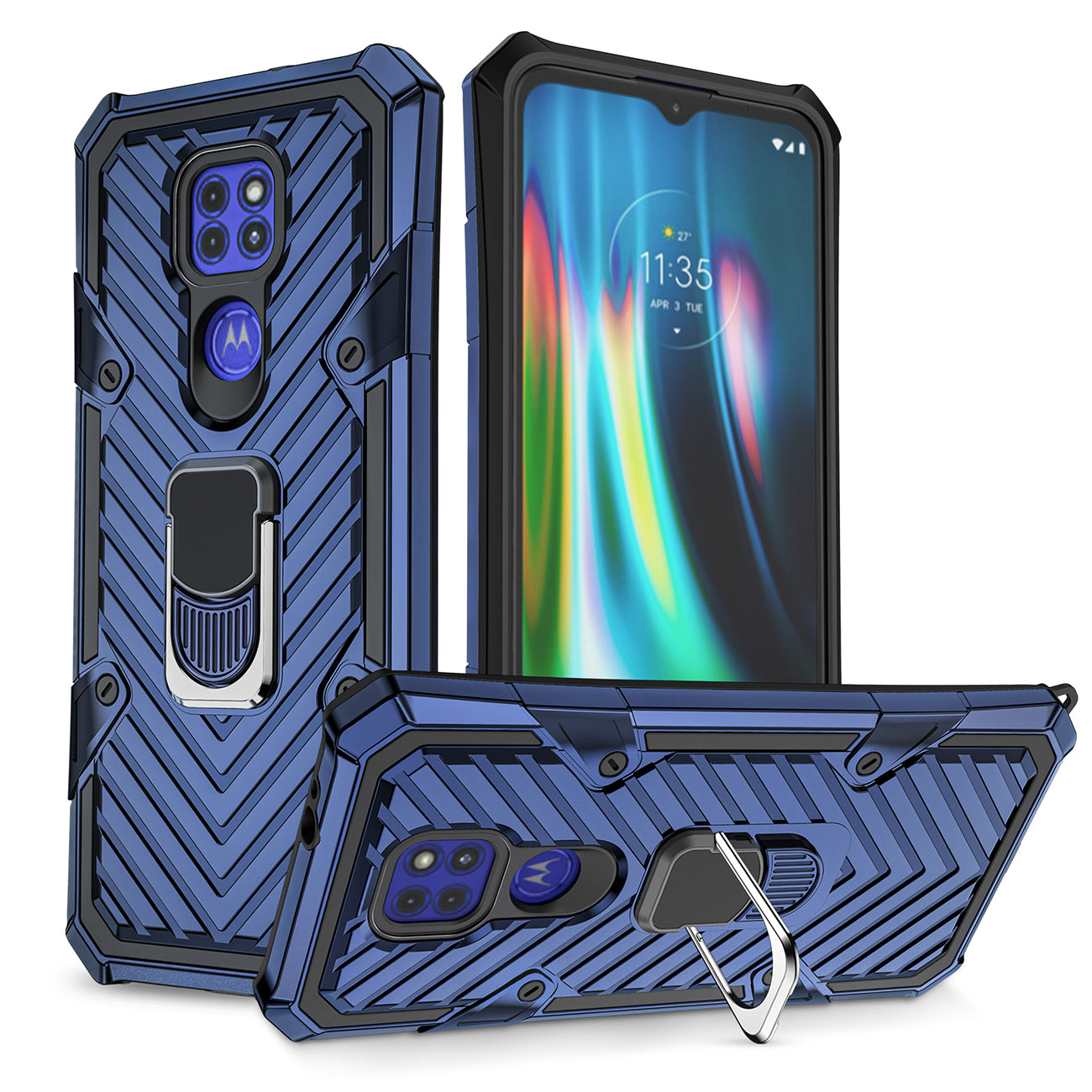 Case Kickstand Anti-Shock And Anti Falling Moto G9/ G9 Play Blue Color