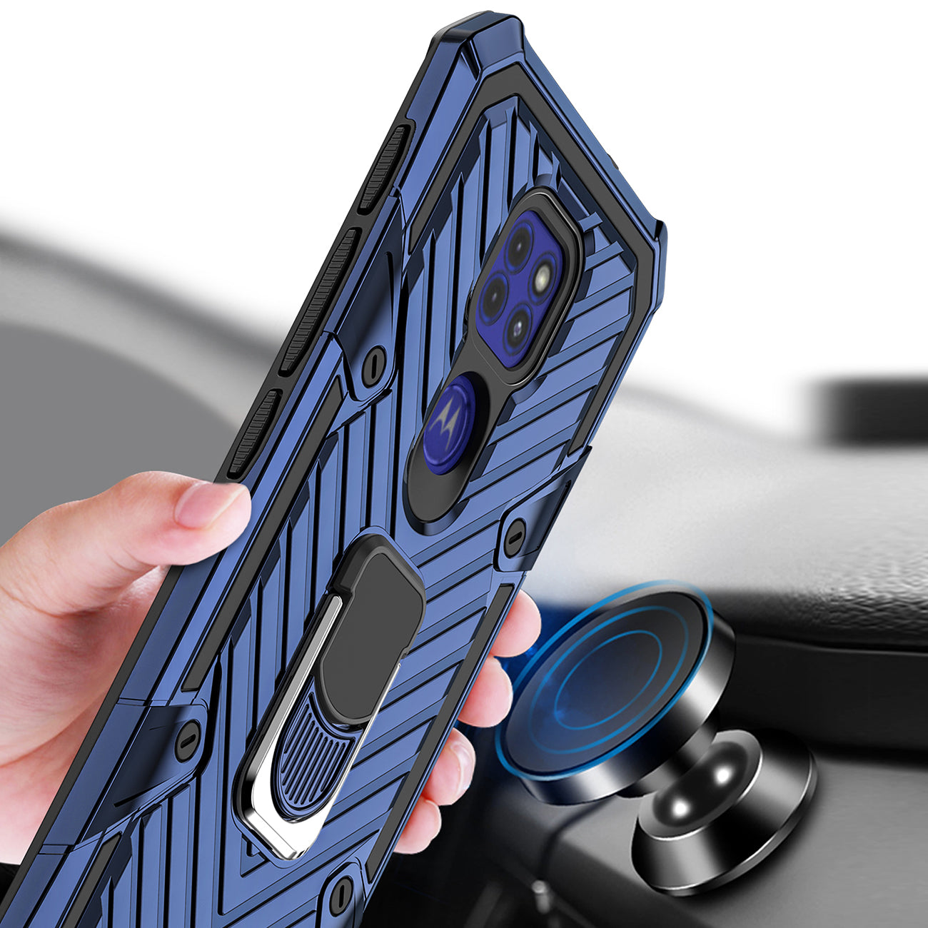 Case Kickstand Anti-Shock And Anti Falling Moto G9/ G9 Play Blue Color