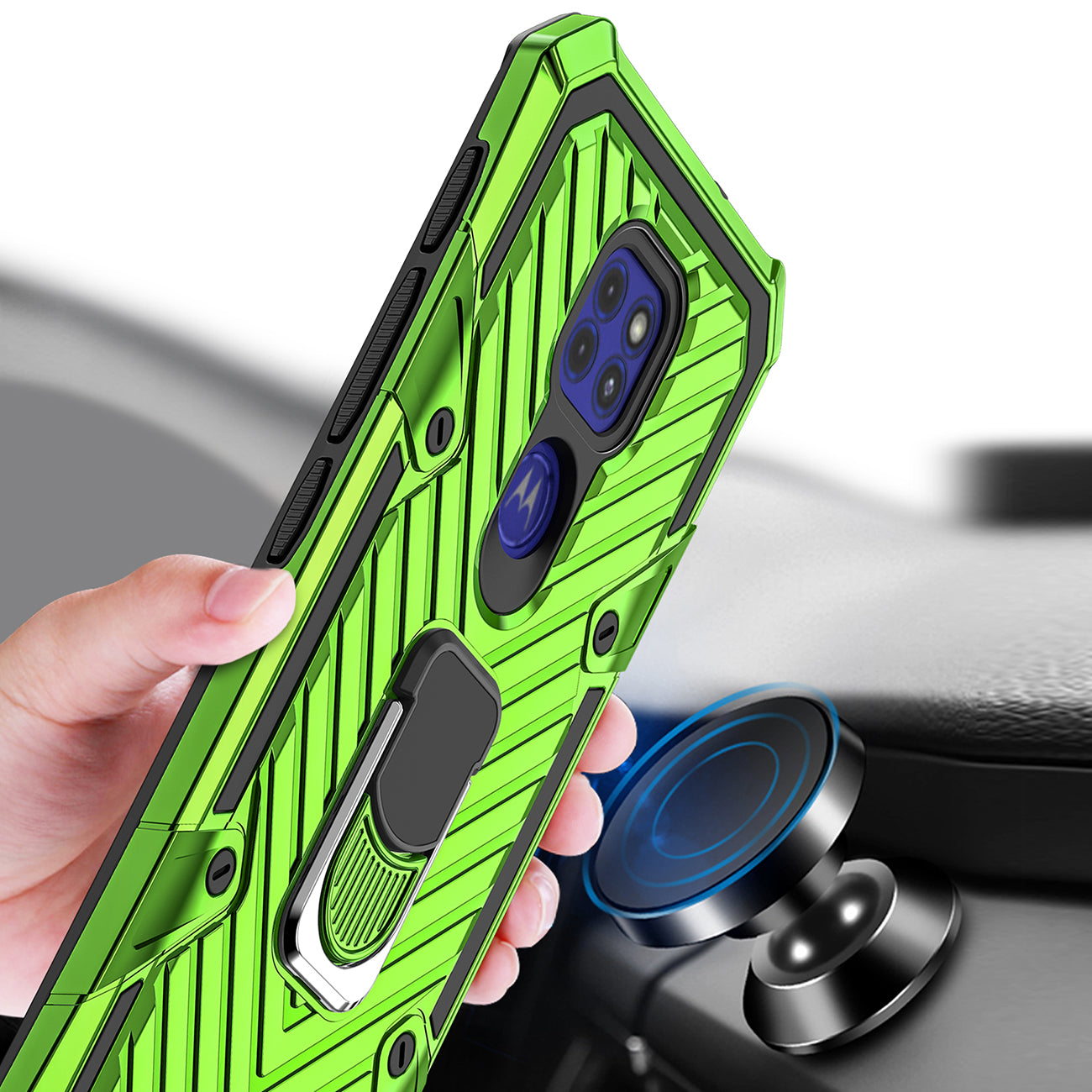 Case Kickstand Anti-Shock And Anti Falling Moto G9/ G9 Play Green Color