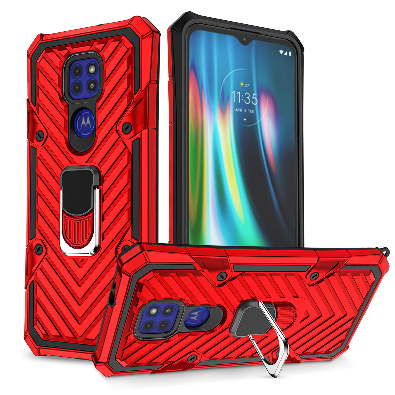 Case Kickstand Anti-Shock And Anti Falling Moto G9/ G9 Play Red Color