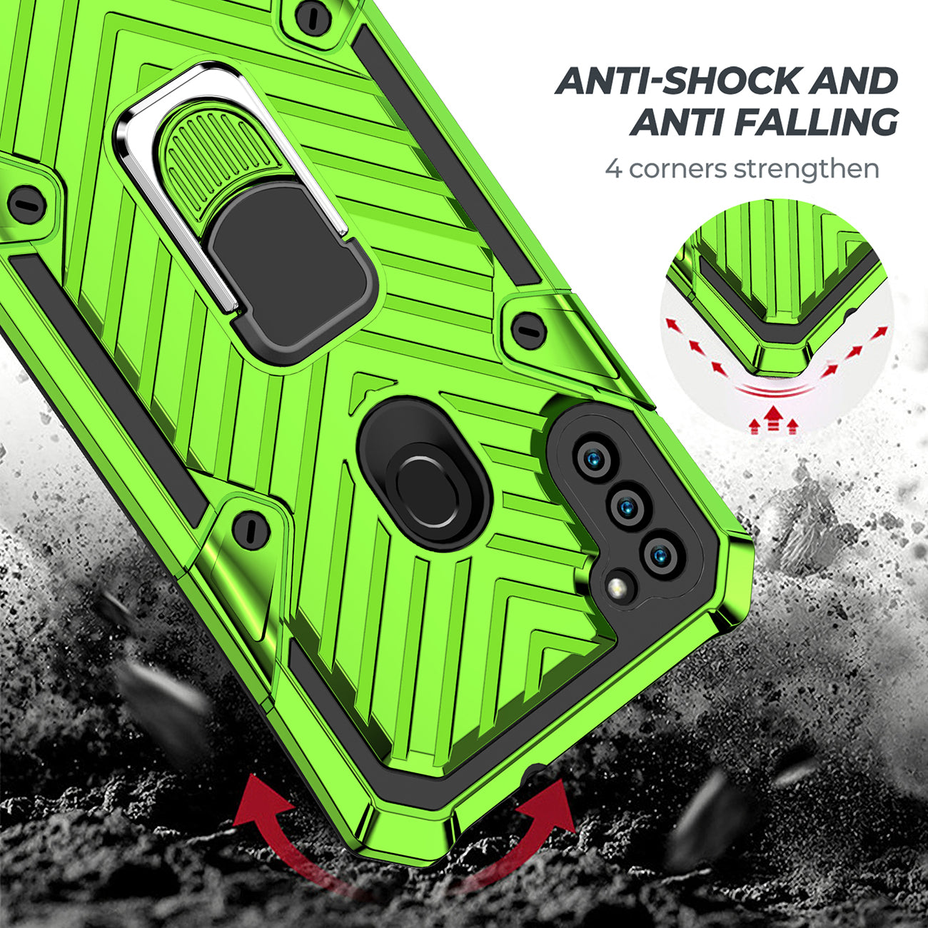 Kickstand Anti-Shock And Anti Falling Case for SAMSUNG GALAXY A11 In Green