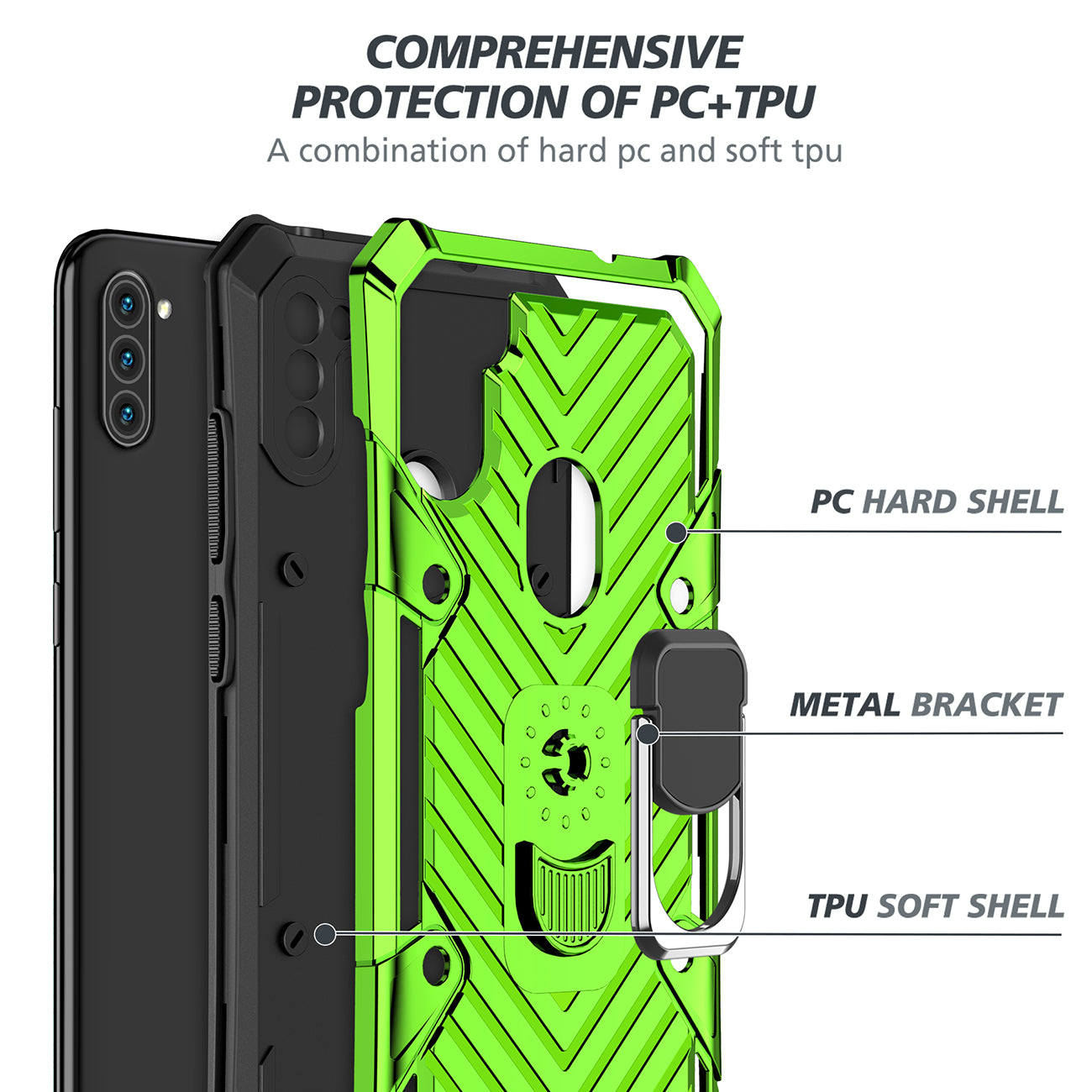 Kickstand Anti-Shock And Anti Falling Case for SAMSUNG GALAXY A11 In Green