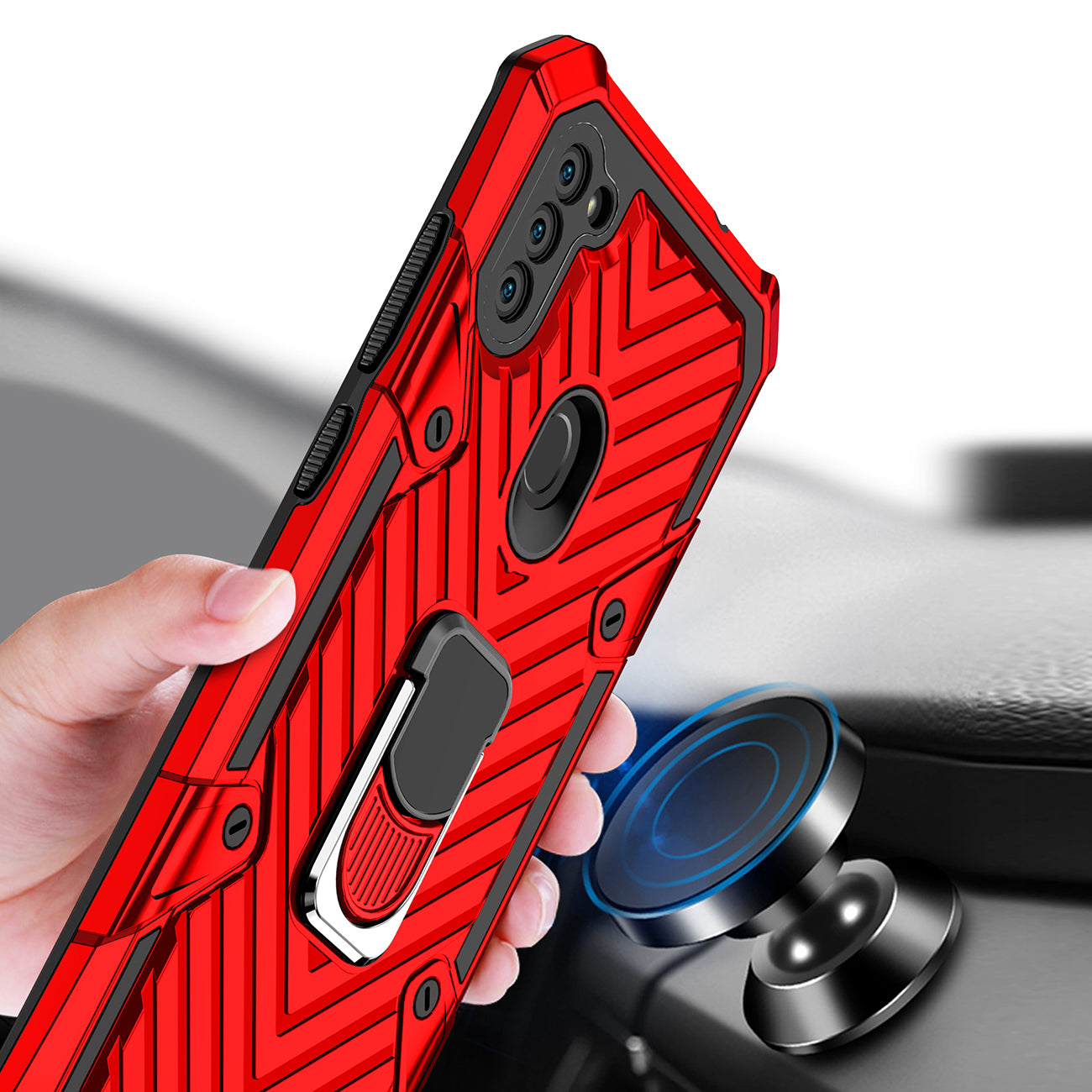 Kickstand Anti-Shock And Anti Falling Case for SAMSUNG GALAXY A11 In Red