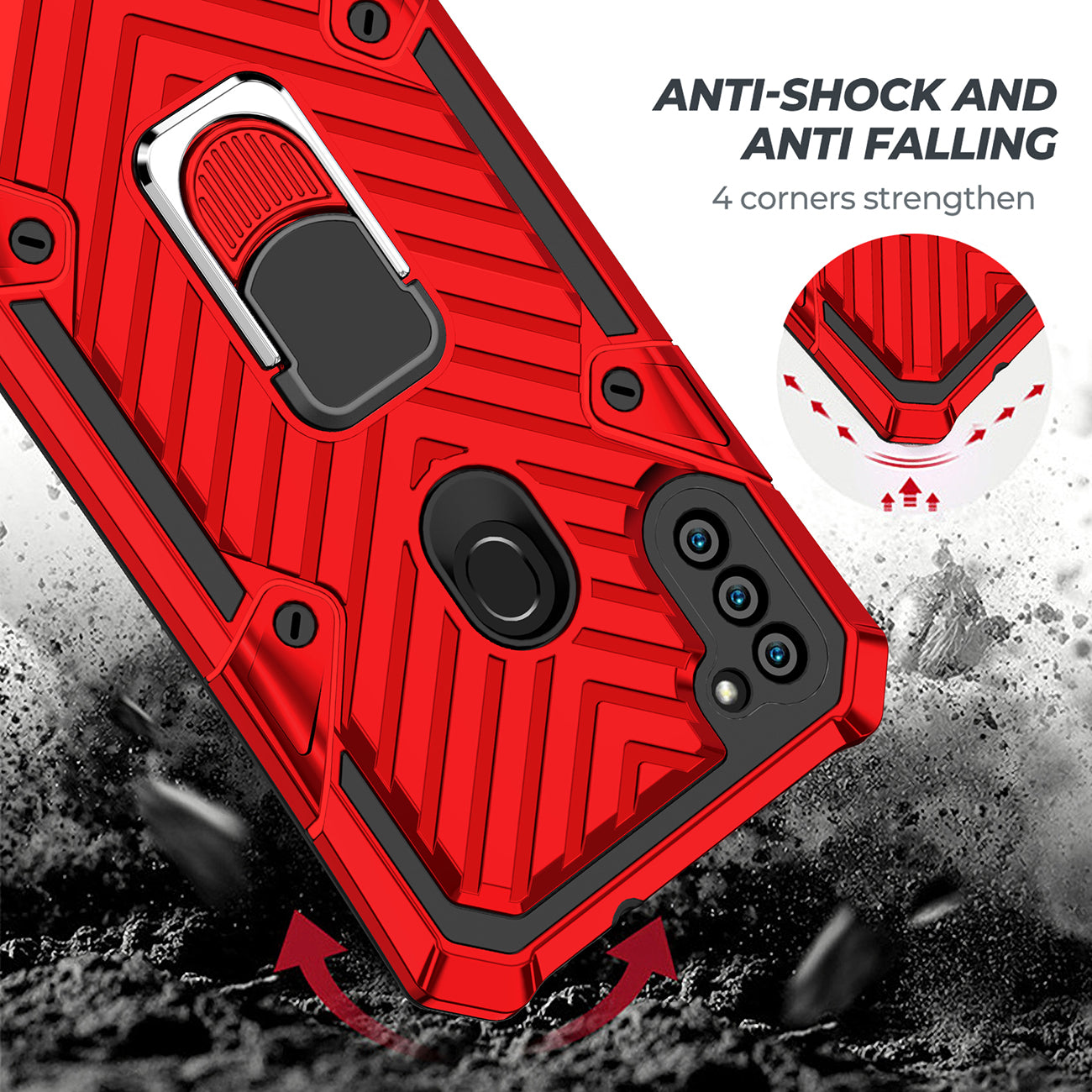 Kickstand Anti-Shock And Anti Falling Case for SAMSUNG GALAXY A11 In Red