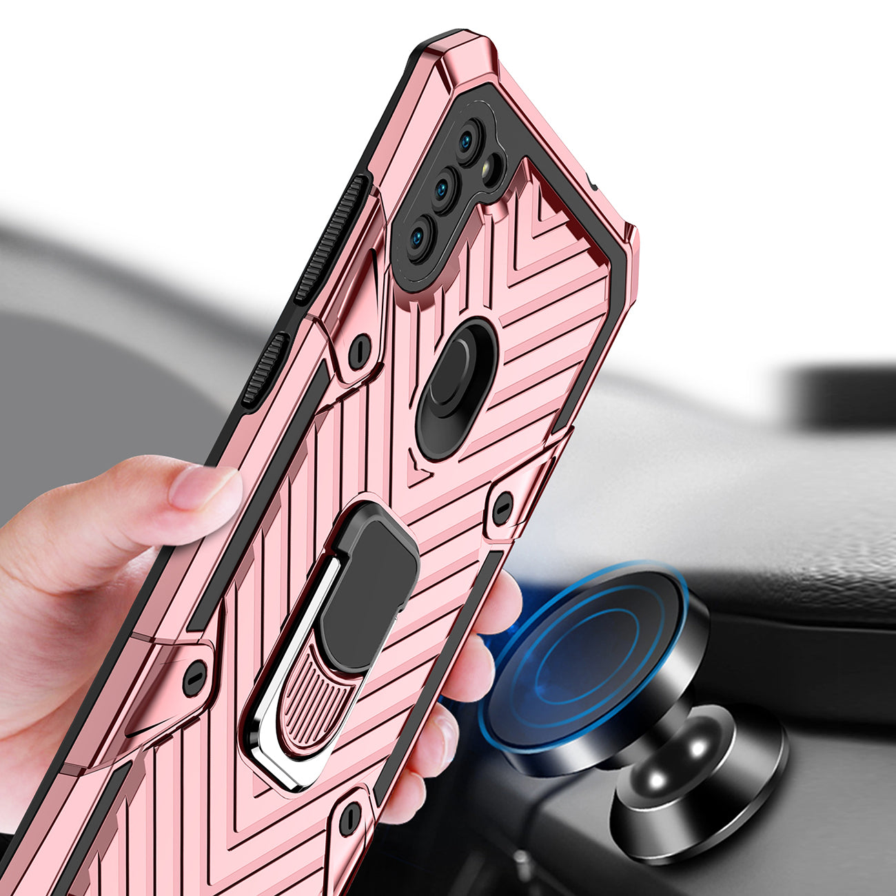 Kickstand Anti-Shock And Anti Falling Case for SAMSUNG GALAXY A11 In Rose Gold
