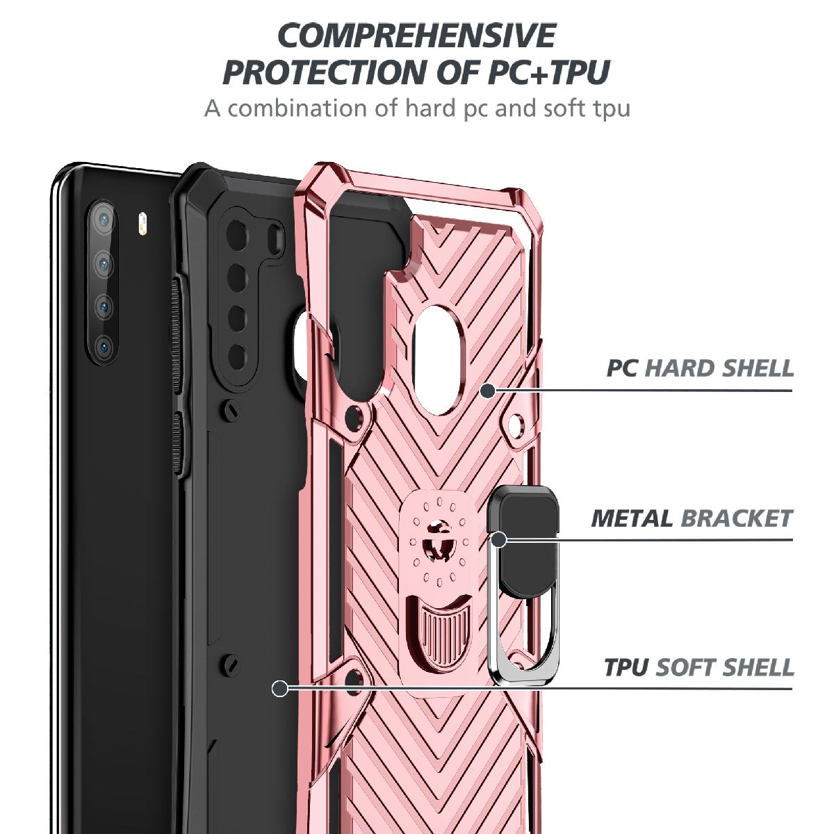 Kickstand Anti-Shock And Anti Falling Case for SAMSUNG GALAXY A21 In Rose Gold
