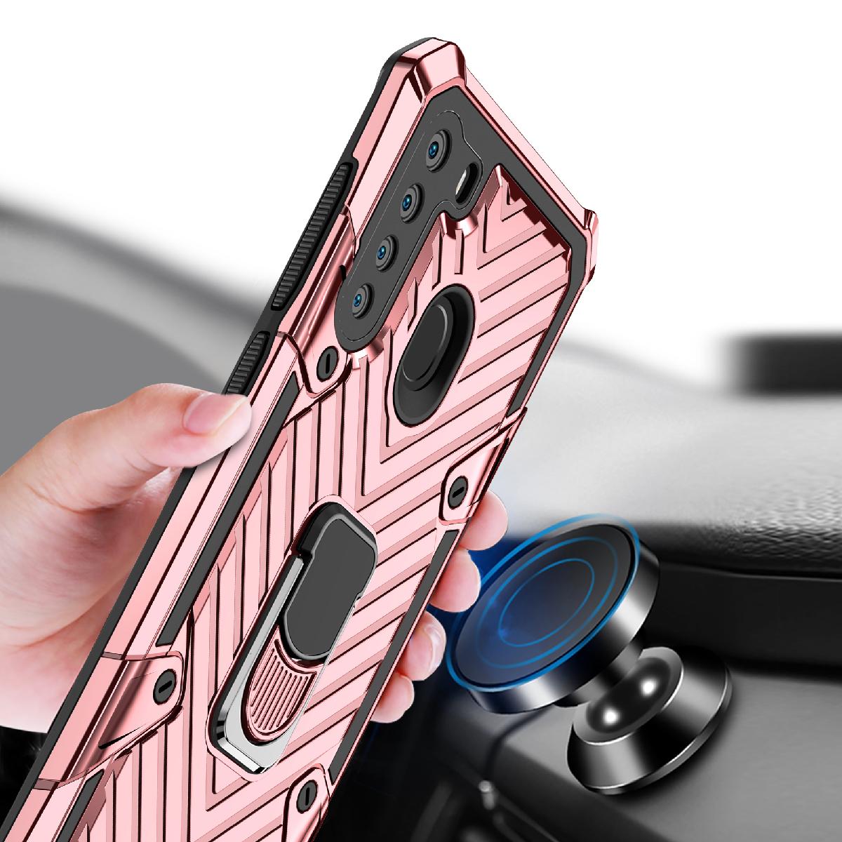 Kickstand Anti-Shock And Anti Falling Case for SAMSUNG GALAXY A21 In Rose Gold