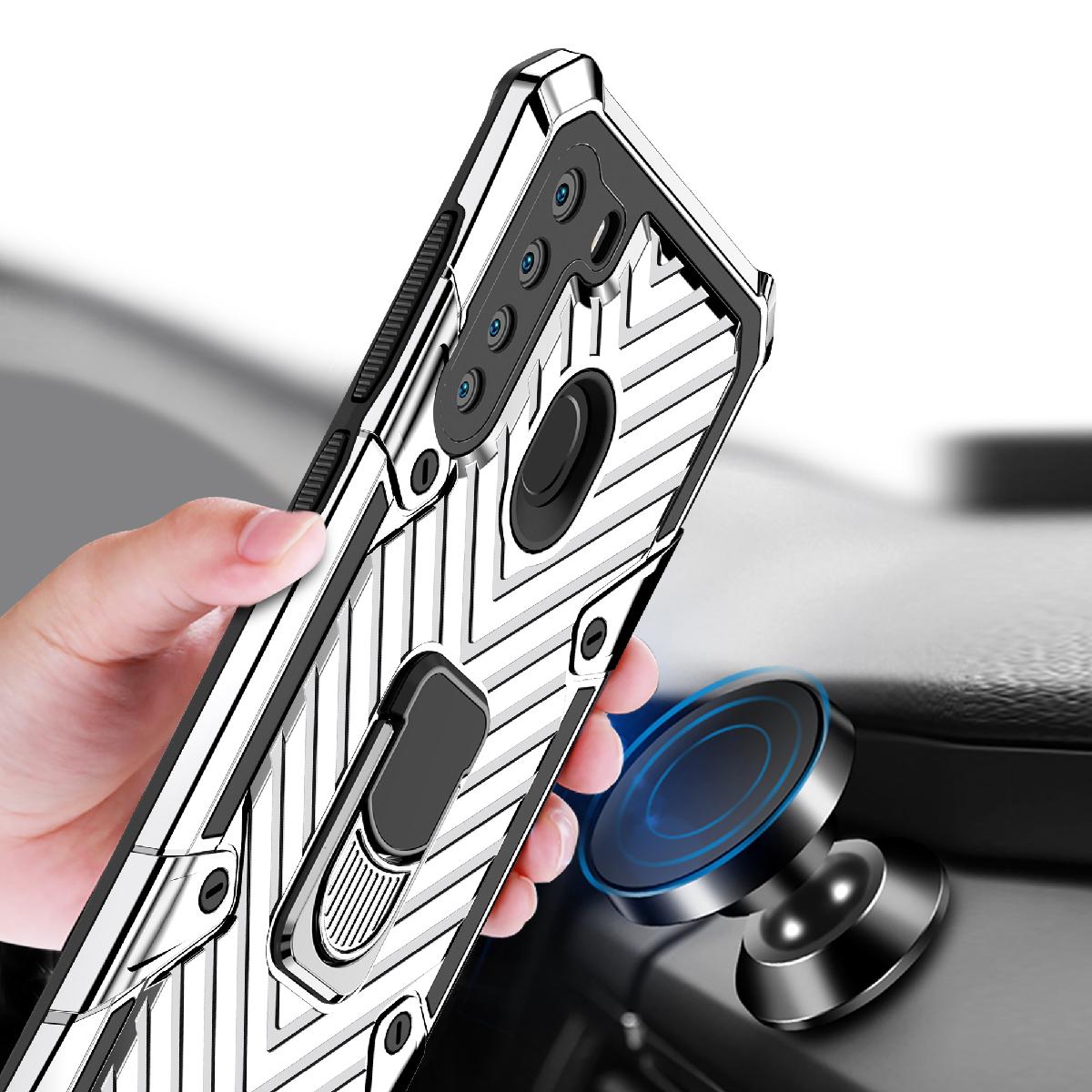 Kickstand Anti-Shock And Anti Falling Case for SAMSUNG GALAXY A21 In Silver