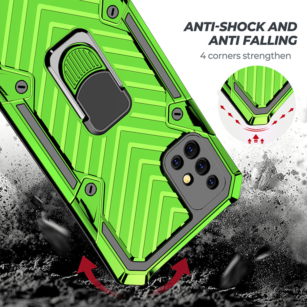 Reiko Kickstand Anti-Shock And Anti Falling Case for SAMSUNG GALAXY A51 5G In Green