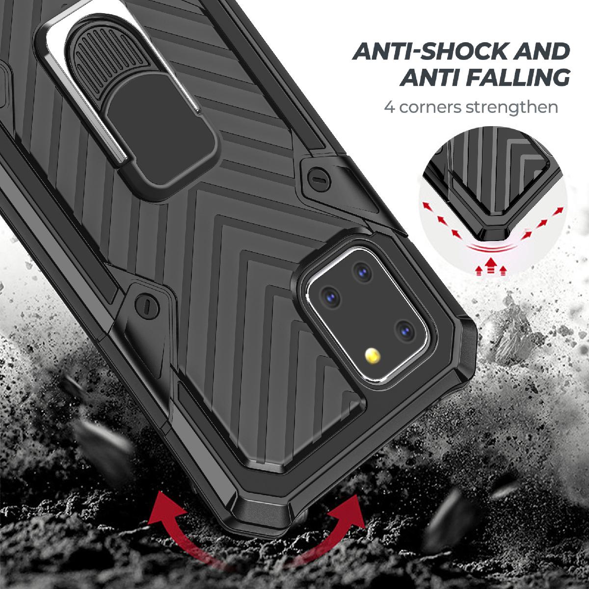 Reiko Kickstand Anti-Shock And Anti Falling Case for SAMSUNG GALAXY A81 In Black